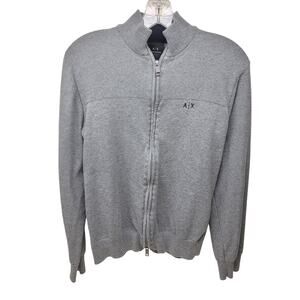 Armani Exchange Men's Gray Full Zip Cardigan Sweater - Size Medium